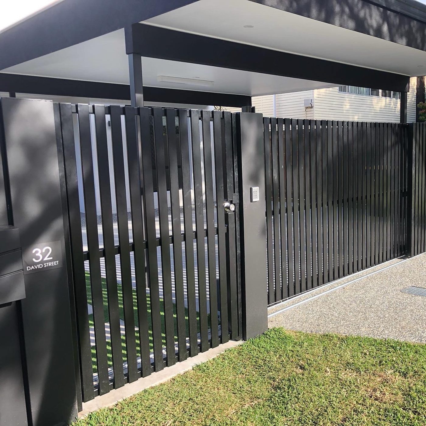 Charcoal vertical slat gate